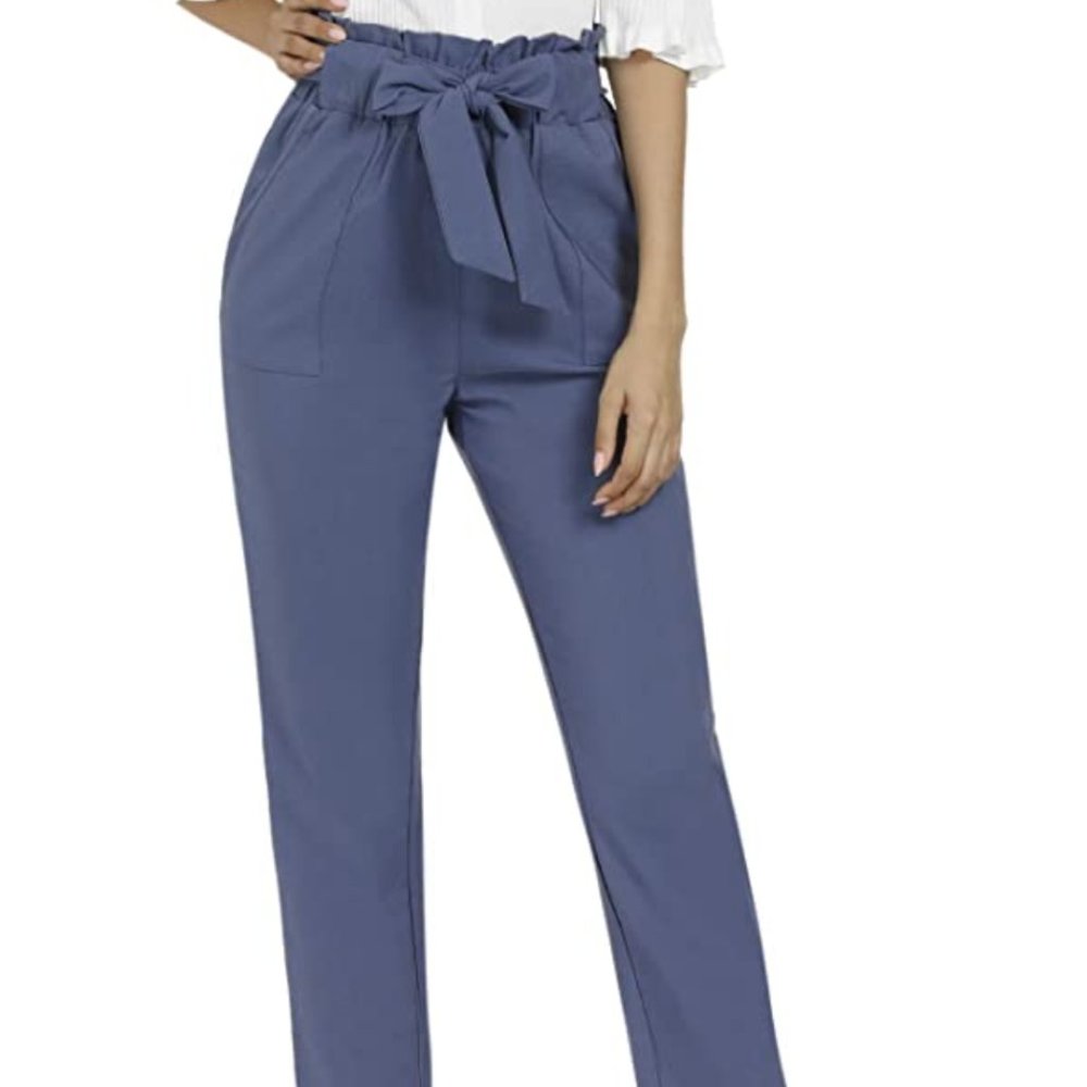 Freeprance Women's Pants Casual Trouser Paper Bag